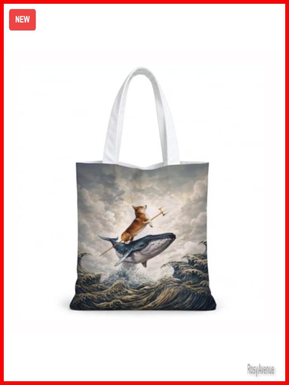 Canvas Tote Bag Cute Animal Print Reusable Shoulder Bag for Shopping Travel Gym